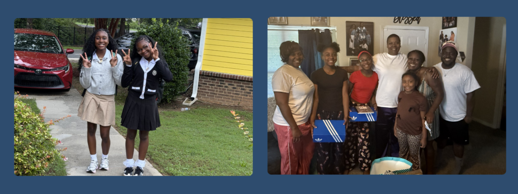 daughters back to school and both families together